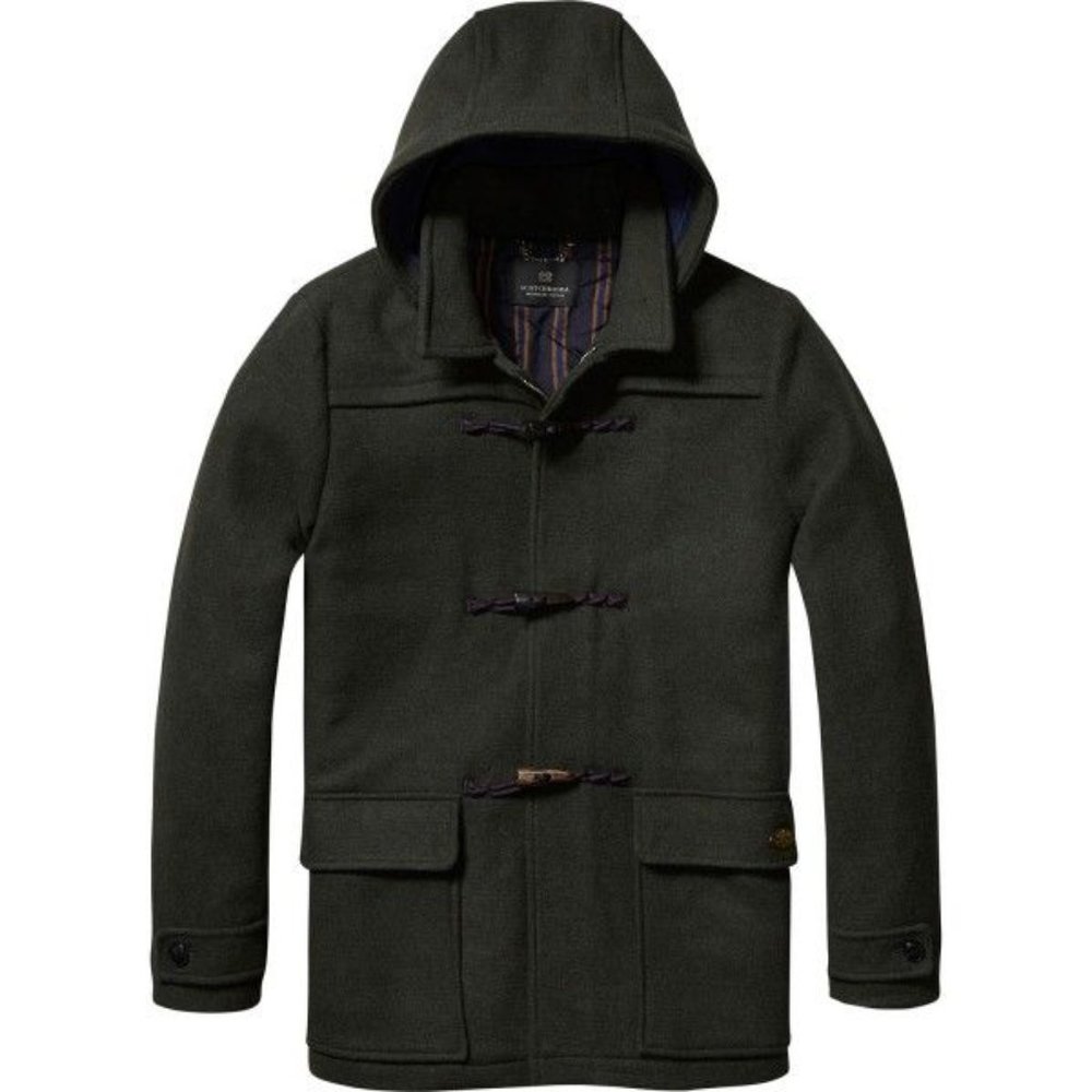 Scotch & Soda Wool Duffle Coat - Green - Medium
